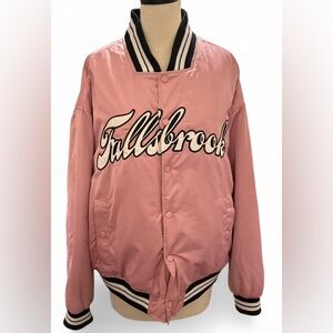 TopMan Embroidered Pink Varsity Jacket Falls Brooke Embroidered Logo Men’ Size L
